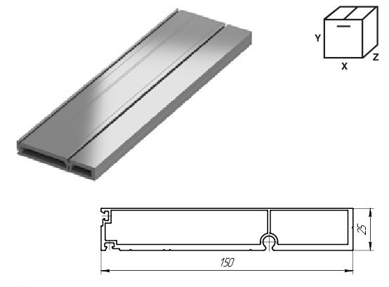Профиль алюминиевый наличник 150 мм для встроенного монтажа