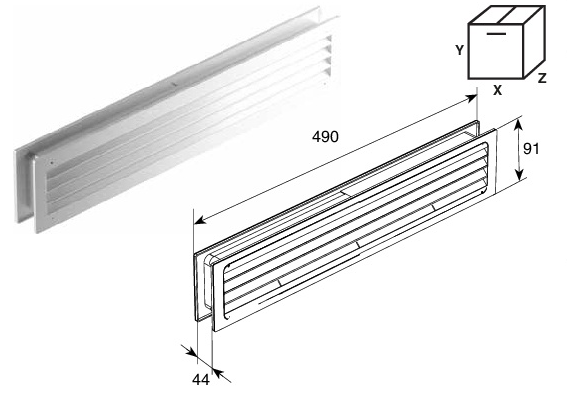 Решетка вентиляционная переточная для панелей 40 мм
